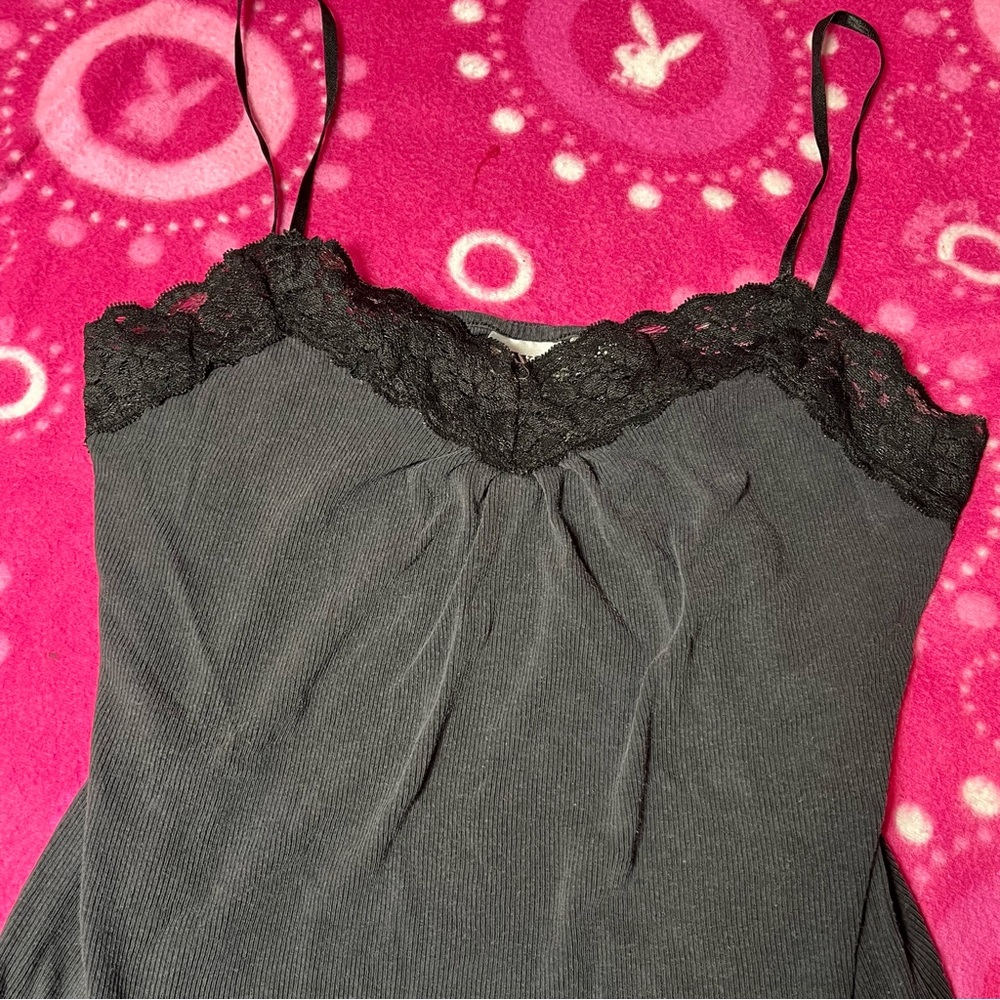 Vintage Worthington Black Lace Trim Tank Top Size Large - Picture 4 of 6